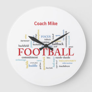Personalize, Football Coach Thank You in Words Large Clock