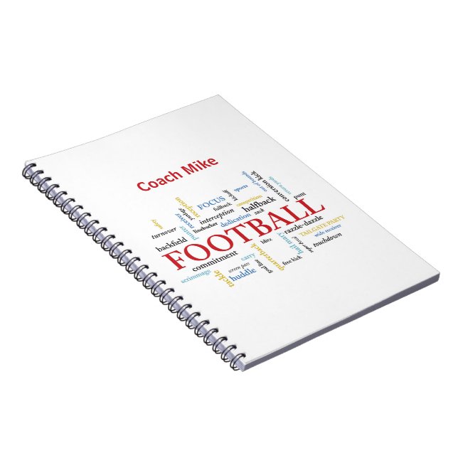 Personalize, Football Coach Thank You in Words Notebook (Right Side)