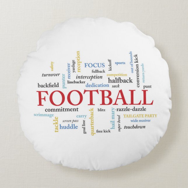 Personalize, Football Coach Thank You in Words Round Pillow (Front)