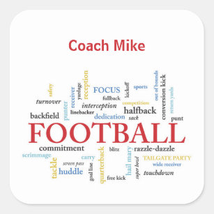 Personalize, Football Coach Thank You in Words Square Sticker