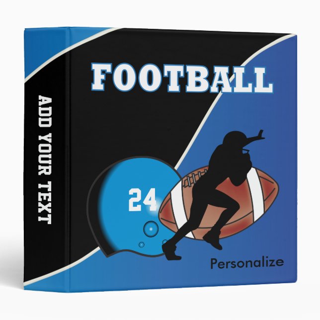 Personalize Football in Blue and Black Binder (Front/Spine)
