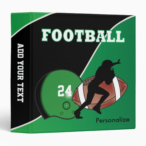 Personalize Football in Green and Black Binder