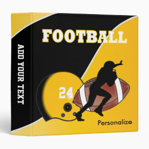 Personalize Football in Yellow and Black 3 Ring Binder