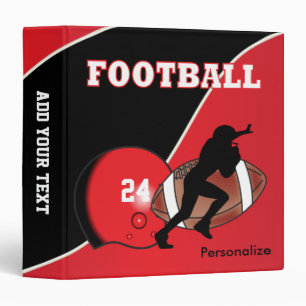 Personalize Football Red and Black 3 Ring Binder