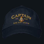 Personalize for Year Name Captain LifeSaver Anchor Embroidered Baseball Cap<br><div class="desc">A personalized captain lifesaver anchor embroidery nautical style. An original casual fashion embroidered baseball cap sure to make an impression on, or off the boat. Here's a selection of fine custom casual embroidered baseball caps; in a nautical style, you can easily personalize to make it as unique as you are....</div>