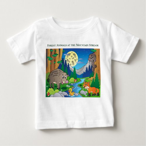 Personalize Forest Animals at the Mountain Stream Baby T_Shirt