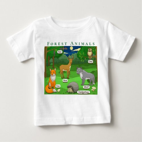 Personalize Forest Animals Deer Fox Wolf Hedgehog  Baby T_Shirt