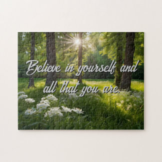Personalize Forest Flowers Motivational Jigsaw Puzzle