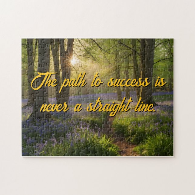Personalize Forest Flowers Path Motivational Jigsaw Puzzle (Horizontal)