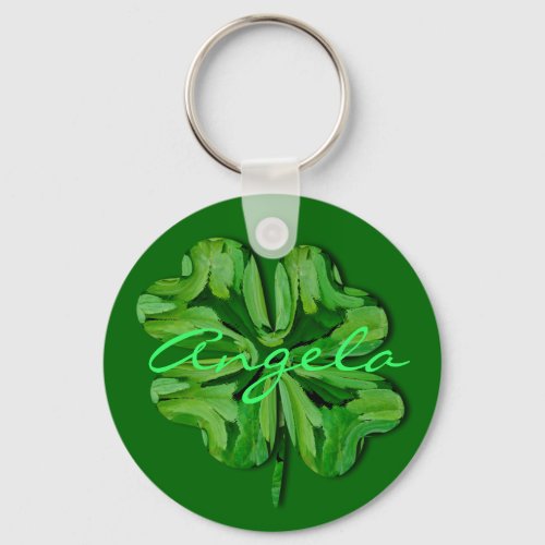 PersonalizeFour Leaf Clover with Name Keychain