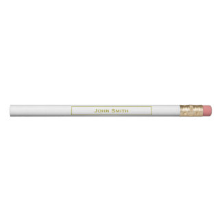 Personalize: Framed Modern Minimal Gold & White Pencil