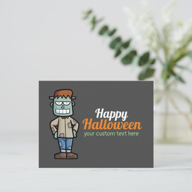 Personalize Frankenstein Halloween Postcard (Standing Front)