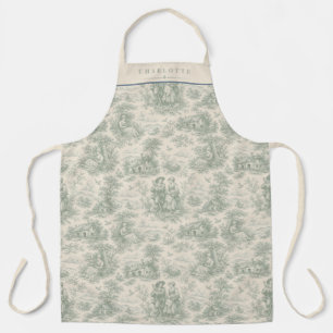 Personalize French Countryside Toile in Sage Green Apron
