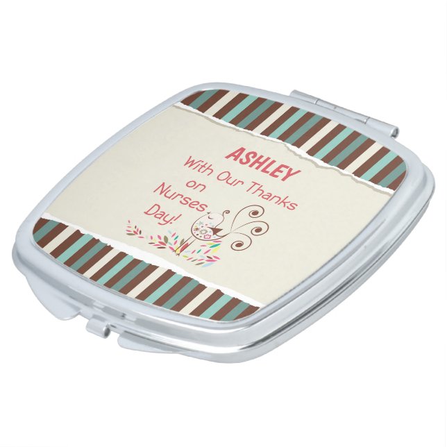 Personalize, From Group, Happy Nurses Day, Bird Compact Mirror (Turned)