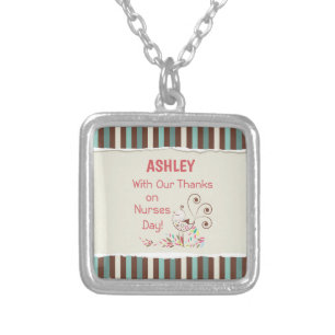 Personalize, From Group, Happy Nurses Day, Bird Silver Plated Necklace
