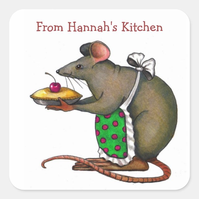 Personalize: From My Kitchen: Cute Rat Square Sticker (Front)