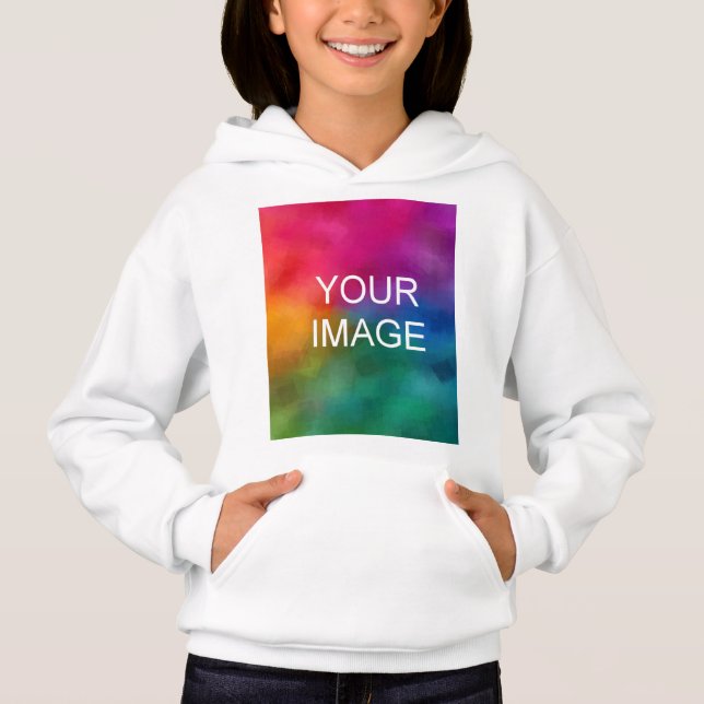 Personalize Front Design White Template Kids Girls Hoodie (Front)