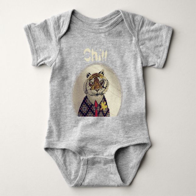 Personalize Fun Chill Tiger  Baby Bodysuit (Front)