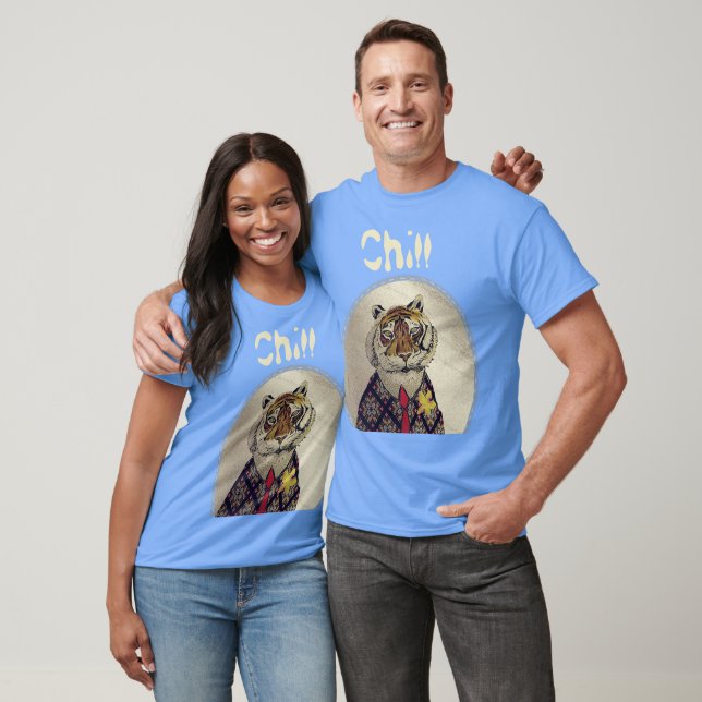 Personalize Fun Chill Tiger  T-Shirt (Unisex)
