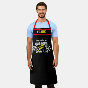Personalize Funny Awesome Chef #fatherday Mens Apron