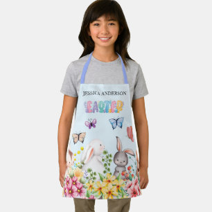 Personalize Funny Bunny Happy Easter Day Apron