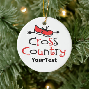 PERSONALIZE Funny Cross Country Runner ©Shoe Arrow Ceramic Ornament