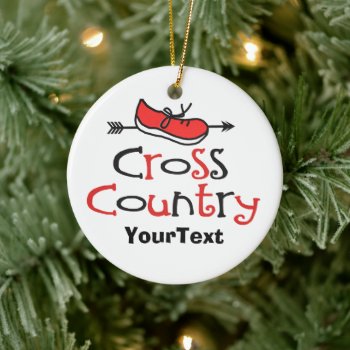 Personalize Funny Cross Country Runner ©shoe Arrow Ceramic Ornament by BiskerVille at Zazzle