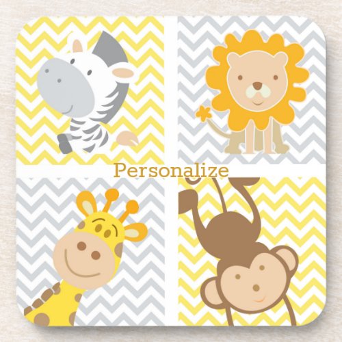 Personalize Funny  Cute Childs Animals Beverage Coaster