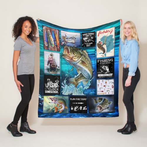 Personalize Funny Fishermans Fishing Lover Gift Fleece Blanket