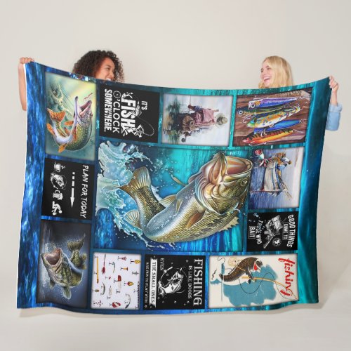 Personalize Funny Fishermans Fishing Lover Gift Fleece Blanket