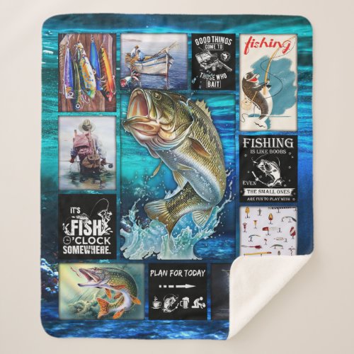 Personalize Funny Fishermans Fishing Lover Gift Sherpa Blanket