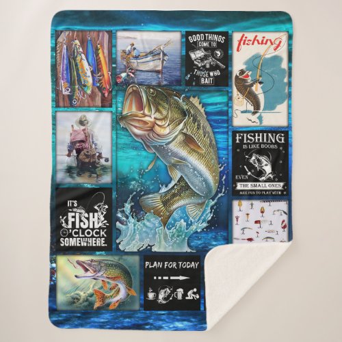 Personalize Funny Fishermans Fishing Lover Gift Sherpa Blanket