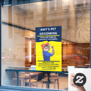 Personalize Funny Pet Grooming/Salon Shop Front Window Cling