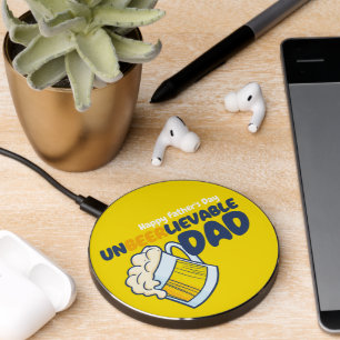 Personalize Funny Unbeerlievable Dad Wireless Charger