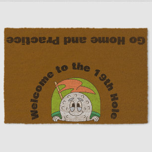 Personalize Funny Welcome To The 19th Hole Fiber Doormat