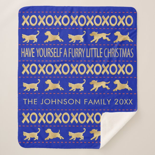 Personalize "Furry Little Christmas"Blanket/Medium Sherpa Blanket (Front)