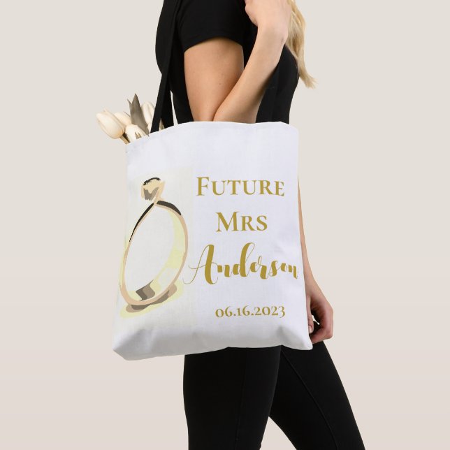 Personalize Future Mrs Bridal Shower Gift Idea  Tote Bag (Close Up)