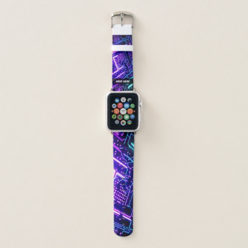 Personalize futuristic glowing neon lines gaming apple watch band