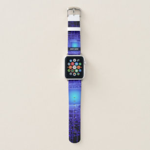 Personalize futuristic glowing neon lines gaming apple watch band