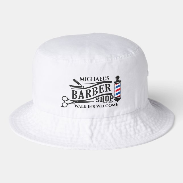Personalize Generic Barber Shop Pole Business  Bucket Hat (Front)