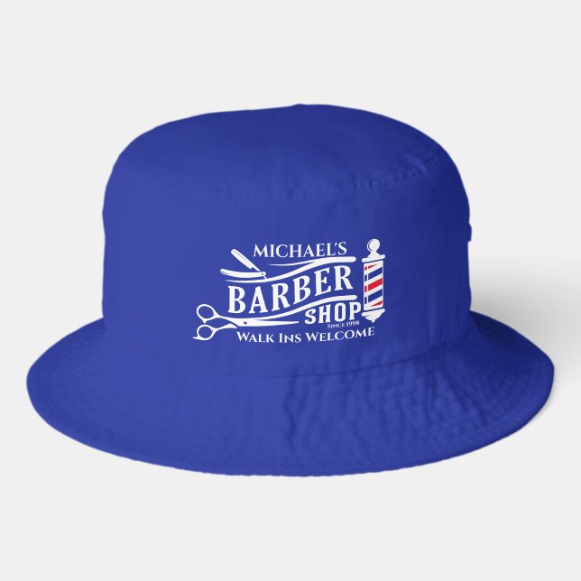 Personalize Generic Barber Shop Pole Business  Bucket Hat (Front)