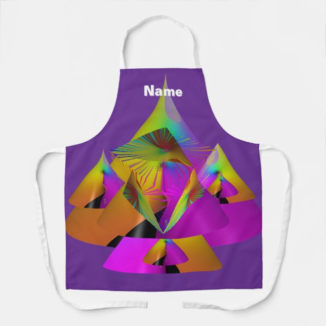 Personalize Geo Pyramid Cone Purple  Apron (Front)