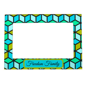 Personalize Geometric In Blue  Magnetic Frame