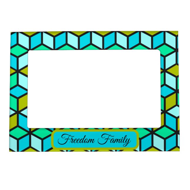 Personalize Geometric In Blue  Magnetic Frame (Front)