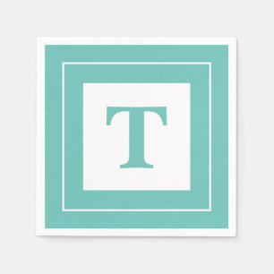 Personalize: Geometric Minimalist Teal Initial Paper Napkins