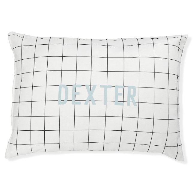 Personalize Geometric Pale Blue Custom Pet Bed (Front)