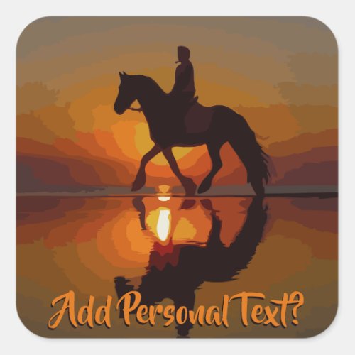 Personalize Gift for Horse Lover Horseback Riding Square Sticker