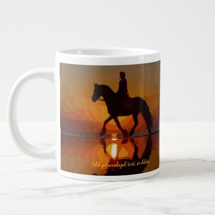 Personalize Gift for Horse lover. Riding in sunset Giant Coffee Mug