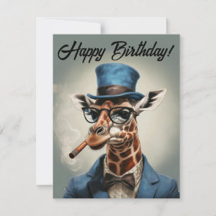 Personalize Giraffe wearing top hat Happy birthday