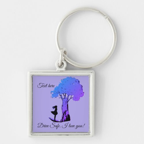 Personalize Girl Drive Safe Keychain